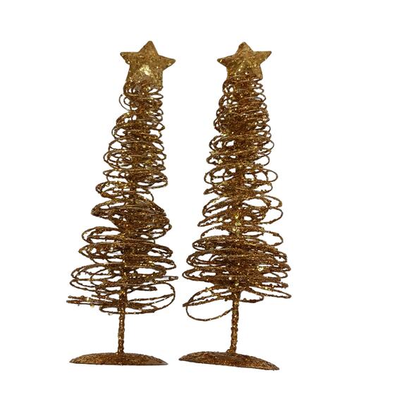 ✨ Vintage Gold Christmas Ornaments Bells Trees Pears Matte & Glitter 8 Pc 🎄 - Picture 13 of 15